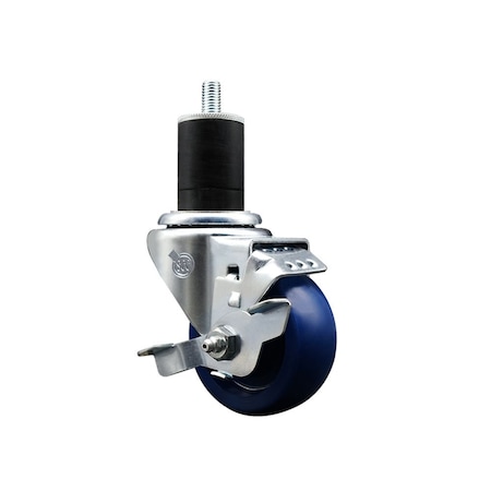 Service Caster 3'' SS Solid Poly Swivel 1-3/4'' Expanding Stem Caster with Brake SCC-SSEX20S314-SPUS-TLB-134